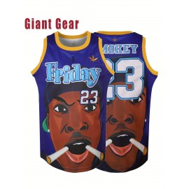 Men's #23 Purple Basketball Jersey - Breathable Polyester V-Neck with Embroidered Friday & Number 3 Design, Loose Fit for Team Sports, Training, Casual Wear (Sizes S-3XL), Sports Training Gear | Sporty Look | Durable Sports Fabric