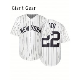 Men'S # 22 White Striped Baseball Sweatshirt S-XXXL