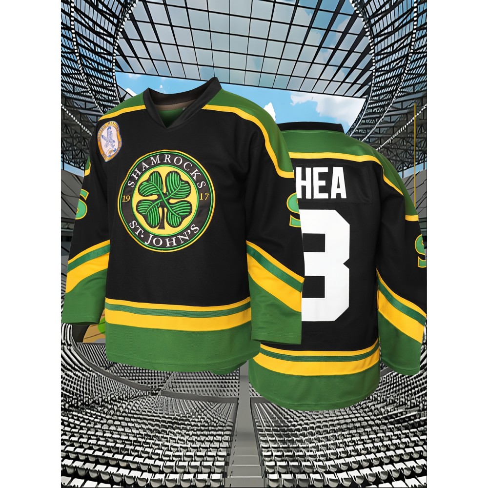 Men'S Ice Hockey Shirt # 3 Embroidered Details - Perfect For Sports And Casual Wear, Black Size S-3XL Men'S Ice Hockey Shirt # 3 Embroidered Details - Perfect For Sports And Casual Wear, Black Size S-3XL