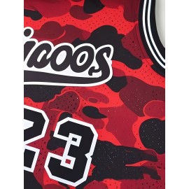 Men's Camo Basketball Tank Top - Breathable Mesh Design, Quick-Dry, Comfortable Fit, Sleeveless Athletic Vest with 