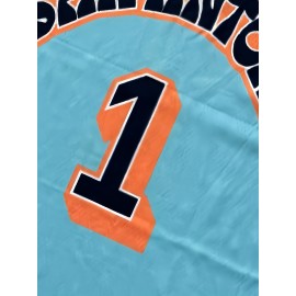 Men'S Basketball Suit # 1 Sky Blue V-neck Embroidered Polyester Loose Micro Elastic Fabric S-XXXL