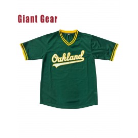 Men's #24 Green Baseball Jersey - Breathable Embroidered Polyester, Loose Fit V-Neck Button-Up for Team Sports, Training & Casual Outings | Machine Washable, Spring/Summer/Fall | Sizes S-3XL