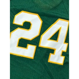 Men's #24 Green Baseball Jersey - Breathable Embroidered Polyester, Loose Fit V-Neck Button-Up for Team Sports, Training & Casual Outings | Machine Washable, Spring/Summer/Fall | Sizes S-3XL