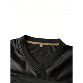 Men'S American Football Uniform # 7 Black Embroidered Polyester Sports Shirt