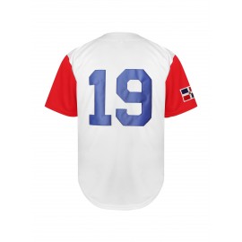 Men'S Dominican Republic #19 Vintage Embroidered Baseball Jersey