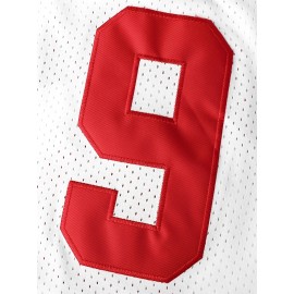 Wayman Hillman College #9 Men's Basketball Jersey - Breathable, Loose-Fit White Mesh Vest with Red & Black Striped Accents, 