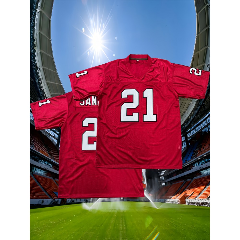 Men'S Rugby Shirt # 21 Red Embroidered Rugby Shirt Loose Fit Polyester Knitted - Perfect For Casual And Sportswear Machine Washable - Sizes From S To XXXL Men'S Rugby Shirt # 21 Red Embroidered Rugby Shirt Loose Fit Polyester Knitted - Perfect For Casual And Sportswear Machine Washable - Sizes From S To XXXL
