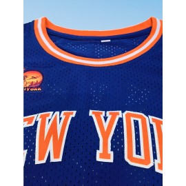 Men's Embroidered #32 Basketball Jersey - Knit Fabric, Crew Neck, Loose Fit, Breathable & Stretchy, Casual Sports Top for Training, Party, Weekend - Four Seasons Wear