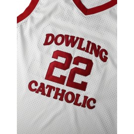 Men's Vintage High School Basketball Jersey #22 - White Sleeveless Moisture-Wicking Breathable Loose Fit Dowling Catholic Design for Sports, Casual & Parties, Casual Wear | Retro Sports Style | Sleeveless Design