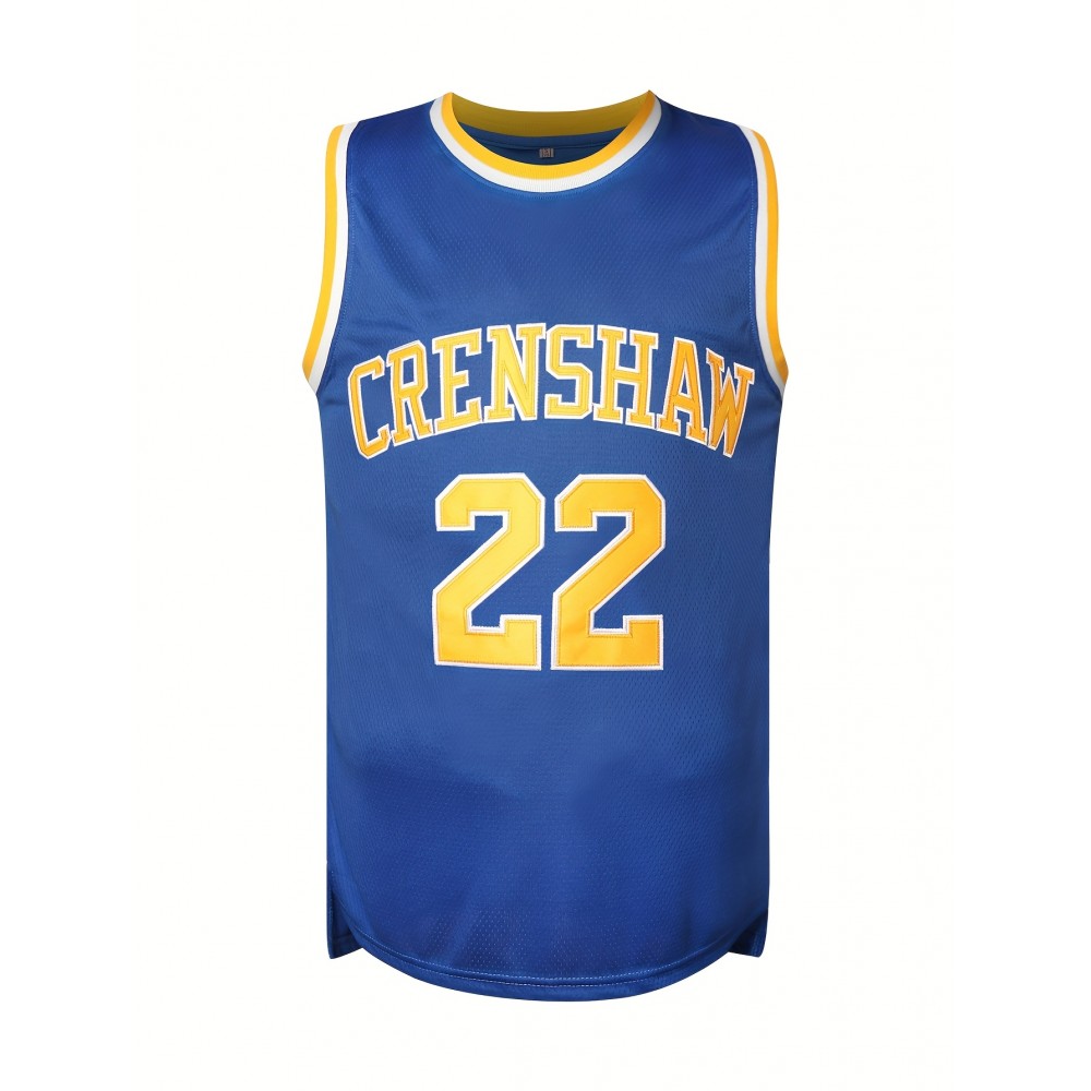 Men's Crenshaw #22 Basketball Jersey - Vintage Style, Moisture-Wicking Polyester, Men's Crenshaw #22 Basketball Jersey - Vintage Style, Moisture-Wicking Polyester,