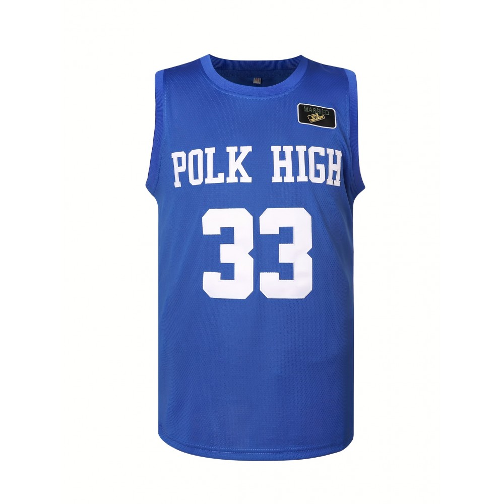 Men's Polk High #33 Basketball Jersey - Sleeveless, Breathable Polyester, Men's Polk High #33 Basketball Jersey - Sleeveless, Breathable Polyester,