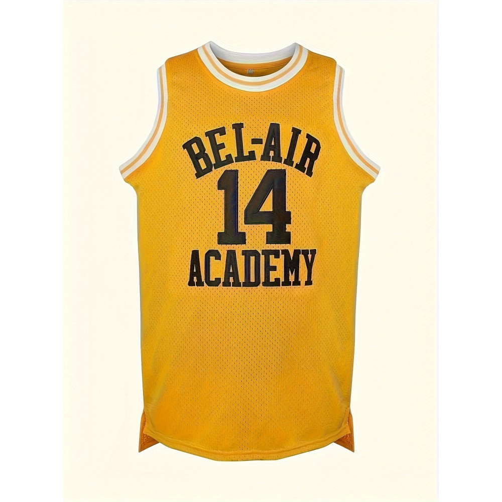 #14 Yellow Polyester Basketball Jersey for Men - Embroidered Sports Tank Top, Loose-Fit Crew Neck Shirt for Running, Training, Basketball, Casual & Party Wear - Breathable, Lightweight, Moisture-Wicking Knit Fabric for All Seasons #14 Yellow Polyester Basketball Jersey for Men - Embroidered Sports Tank Top, Loose-Fit Crew Neck Shirt for Running, Training, Basketball, Casual & Party Wear - Breathable, Lightweight, Moisture-Wicking Knit Fabric for All Seasons