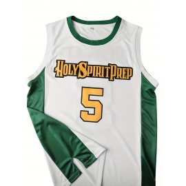 ST. John's Shamrocks Holy Spirit Prep #5 Edwards Jersey - Vintage Boyfriend Style Basketball Jersey, 100% Polyester Moisture-Wicking Lightweight Breathable, Sleeveless V-Neck Loose Fit for Men & Youth, Logo, All-Season Casual & Sports Wear