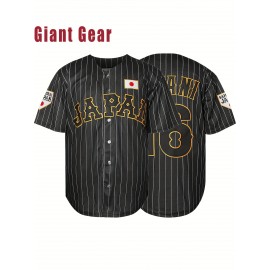 Men'S # 16 Black And White Striped Baseball Shirt Loose Fit Button Closed Casual And Sportswear Multi Functional Running Training Hiking Cycling Fishing Ideal Size S-3XL