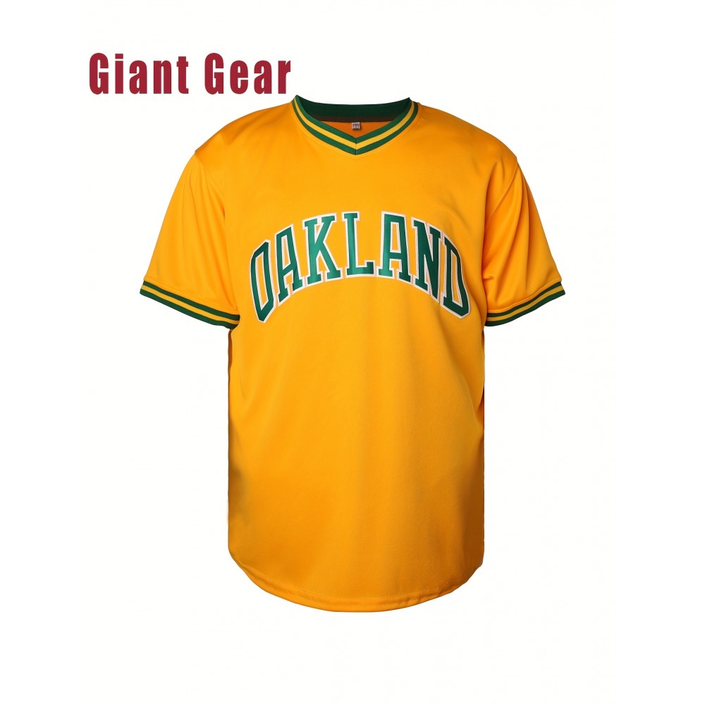 Men'S Yellow Embroidered Polyester Baseball Shirt # 33 Loose Knitted Fabric Breathable V-neck Sports Top Suitable For Spring, Summer, And Autumn Sizes S-3XL Men'S Yellow Embroidered Polyester Baseball Shirt # 33 Loose Knitted Fabric Breathable V-neck Sports Top Suitable For Spring, Summer, And Autumn Sizes S-3XL
