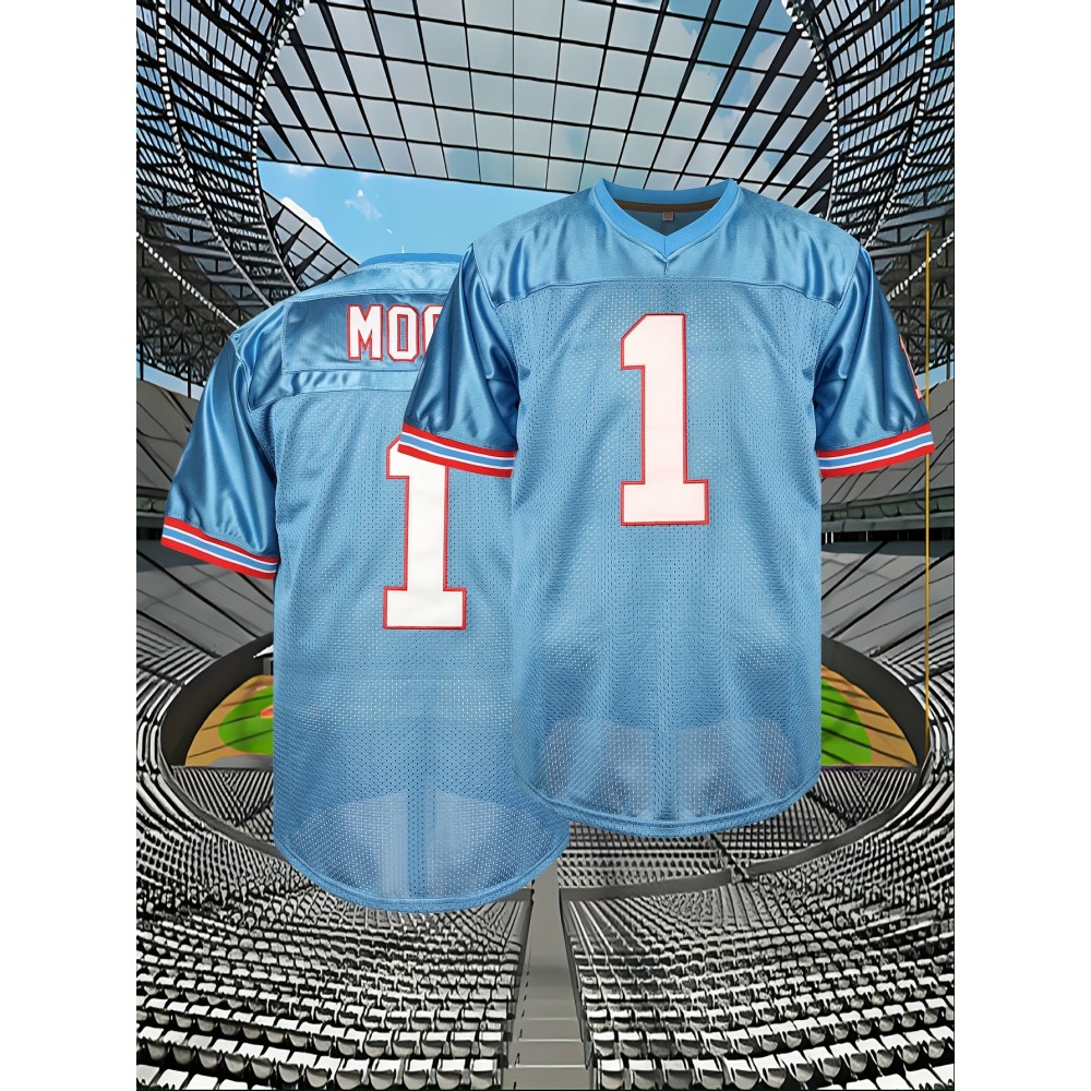 Men's Blue V-Neck Rugby Sweatshirt #1 - Embroidered Polyester Loose Fit Knit Jersey for Sports & Casual Wear, Sizes S-3XL, Breathable & Durable for Team Sports, Training, and Everyday Use Men's Blue V-Neck Rugby Sweatshirt #1 - Embroidered Polyester Loose Fit Knit Jersey for Sports & Casual Wear, Sizes S-3XL, Breathable & Durable for Team Sports, Training, and Everyday Use