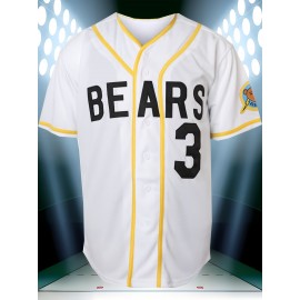 Youth Baseball Jersey #3 - White & Yellow Varsity Style, 