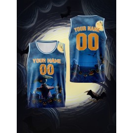 Custom Youngsters' Basketball Jersey with Name & Number - Halloween Theme, Breathable & Comfort Fit for Team Training, Outdoor Sports & Casual Wear