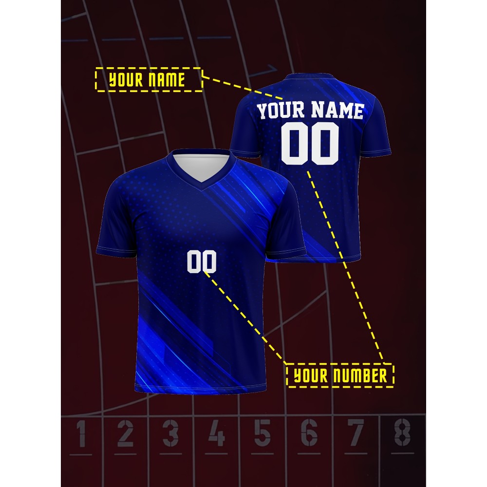 Customized Name And Number Boy's V-neck Football Jersey, Comfy Top for Training & Competition Customized Name And Number Boy's V-neck Football Jersey, Comfy Top for Training & Competition