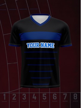 1pc Customizable Kids Football Jersey - Polyester V-Neck Soccer Shirt with Personalized Name & Number, Medium Stretch, All-Over Print, Casual Sports Top for Boys & Girls, Perfect for Training, Beach, Weekend - Knit Fabric, Regular Fit