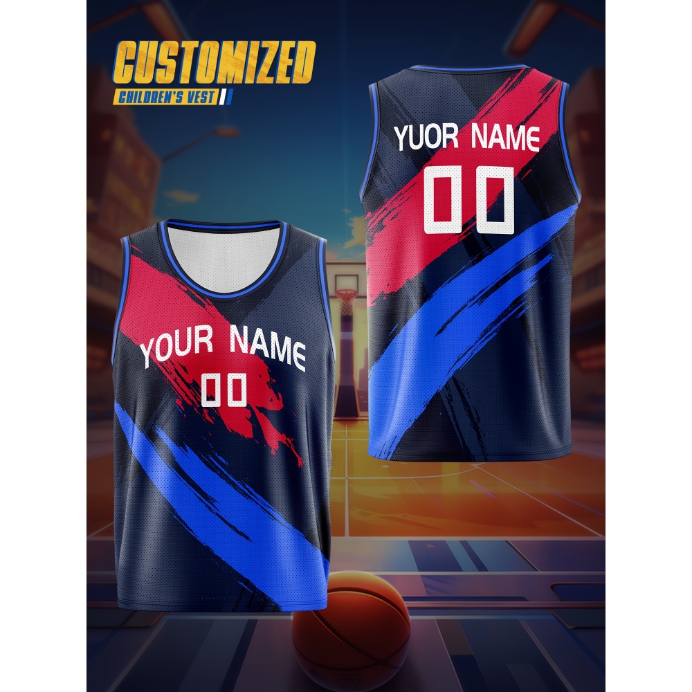 Customizable Kids Basketball Vest, Polyester 100% Knit Fabric, Breathable & Washable, All Over Print, Loose Fit for Boys & Girls, Ideal for Training, Parties, Outdoor Sports - Spring/Summer/Fall Customizable Kids Basketball Vest, Polyester 100% Knit Fabric, Breathable & Washable, All Over Print, Loose Fit for Boys & Girls, Ideal for Training, Parties, Outdoor Sports - Spring/Summer/Fall