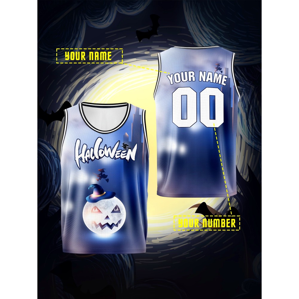 Boys' Customizable Name & Number Halloween Basketball Jersey - Polyester, 100% Polyester Breathable Sports Vest, Kids All-Over Print Tank Top for Training, Running, Outdoor Activities, Casual Parties, Loose Fit for Children Over 3 Years Old Boys' Customizable Name & Number Halloween Basketball Jersey - Polyester, 100% Polyester Breathable Sports Vest, Kids All-Over Print Tank Top for Training, Running, Outdoor Activities, Casual Parties, Loose Fit for Children Over 3 Years Old