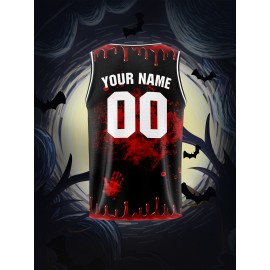 Customized Kids' Basketball Vest with Name and Number, Halloween Sports Jersey, Breathable Polyester Knit Fabric, All-Over Print, Loose Fit for Boys & Girls, Outdoor Sports & Casual Wear, Washable & Festive Occasions