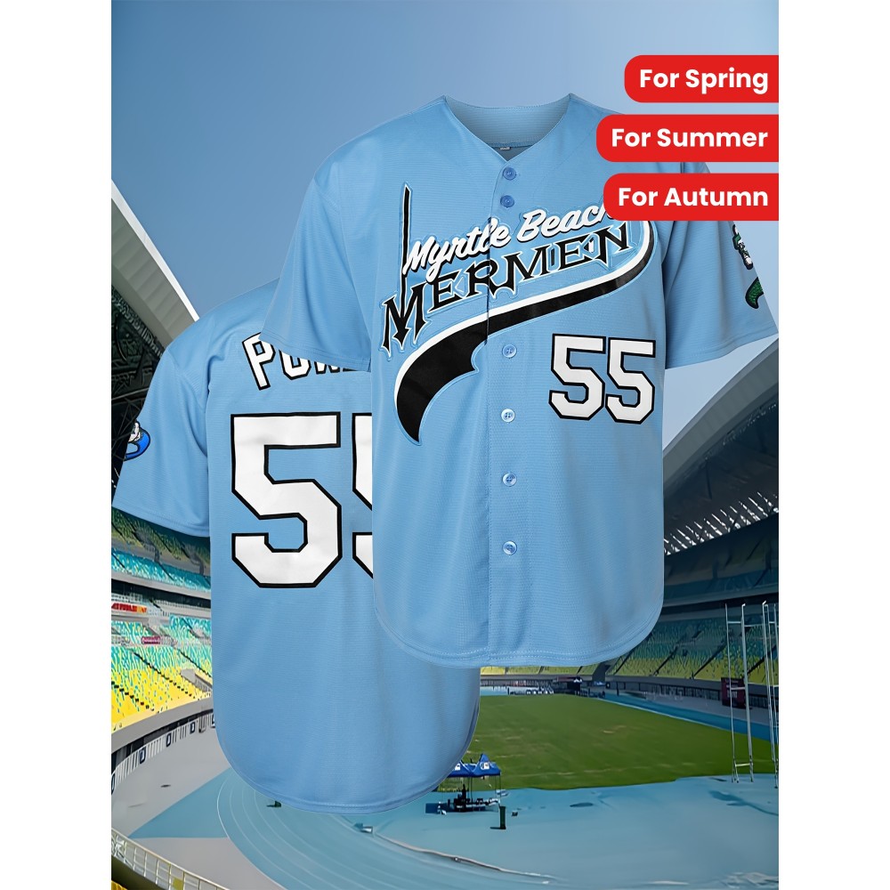Youth Baseball Jersey # 55 Blue Sports Shirt Suitable For Teenagers To Wear In Spring, Summer, And Autumn Youth Baseball Jersey # 55 Blue Sports Shirt Suitable For Teenagers To Wear In Spring, Summer, And Autumn
