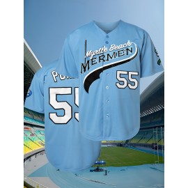 Youth Baseball Jersey # 55 Blue Sports Shirt Suitable For Teenagers To Wear In Spring, Summer, And Autumn