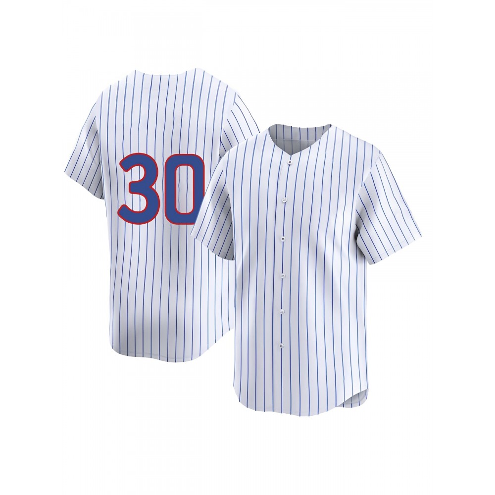 Women's Chicago #30 Baseball Jersey - Moisture-Wicking, Breathable Polyester, UV Protection, Fade-Resistant, Short Sleeve, V-Neck, Striped Sports Uniform for Training & Parties Women's Chicago #30 Baseball Jersey - Moisture-Wicking, Breathable Polyester, UV Protection, Fade-Resistant, Short Sleeve, V-Neck, Striped Sports Uniform for Training & Parties