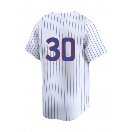 Women's Chicago #30 Baseball Jersey - Moisture-Wicking, Breathable Polyester, UV Protection, Fade-Resistant, Short Sleeve, V-Neck, Striped Sports Uniform for Training & Parties
