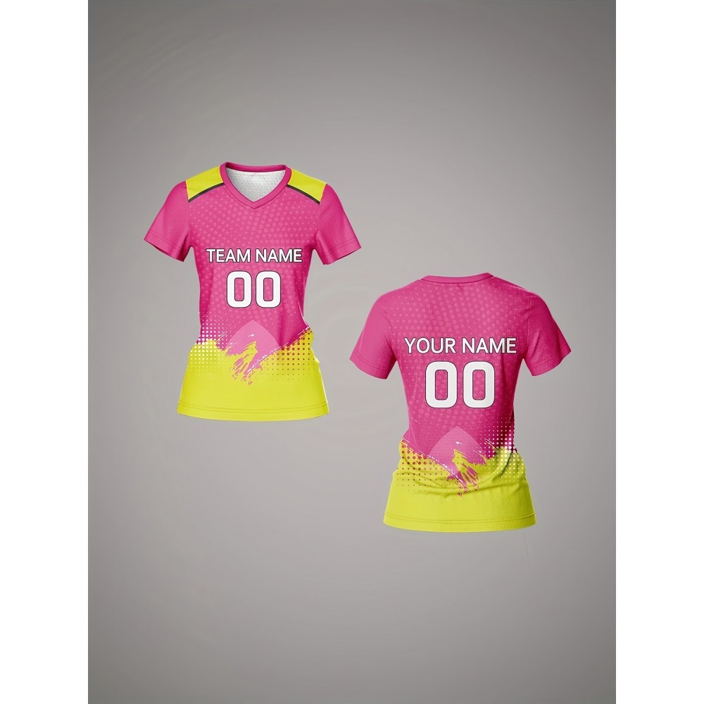 Customizable Women'S Pink Soccer Jersey with V-Neck, Team Name & Number Print - Breathable, Quick-Dry, Comfort Fit for Training & Fitness, Team Sports Apparel | Vibrant Jersey | Comfortable Fit, Soccer Gear Customizable Women'S Pink Soccer Jersey with V-Neck, Team Name & Number Print - Breathable, Quick-Dry, Comfort Fit for Training & Fitness, Team Sports Apparel | Vibrant Jersey | Comfortable Fit, Soccer Gear