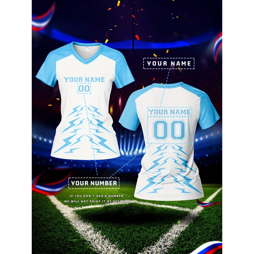 Customizable Women's V-Neck Football Jersey - Personalized Name & Number, Quick-Drying, Breathable Polyester, Ideal for Team Sports, Fitness & Casual Wear Customizable Women's V-Neck Football Jersey - Personalized Name & Number, Quick-Drying, Breathable Polyester, Ideal for Team Sports, Fitness & Casual Wear