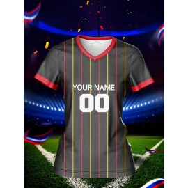 Outdoor Adventures | Customizable Women's V-Neck Football Jersey - Personalized Name & Number, Breathable, Quick-Drying Polyester Sports Top for Team Training, Casual Wear & Light Activities