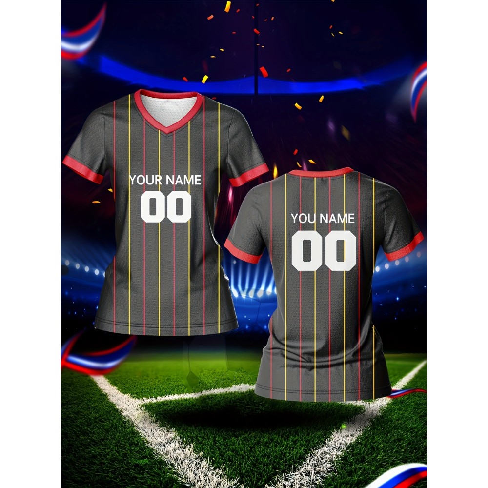 Outdoor Adventures | Customizable Women's V-Neck Football Jersey - Personalized Name & Number, Breathable, Quick-Drying Polyester Sports Top for Team Training, Casual Wear & Light Activities Outdoor Adventures | Customizable Women's V-Neck Football Jersey - Personalized Name & Number, Breathable, Quick-Drying Polyester Sports Top for Team Training, Casual Wear & Light Activities