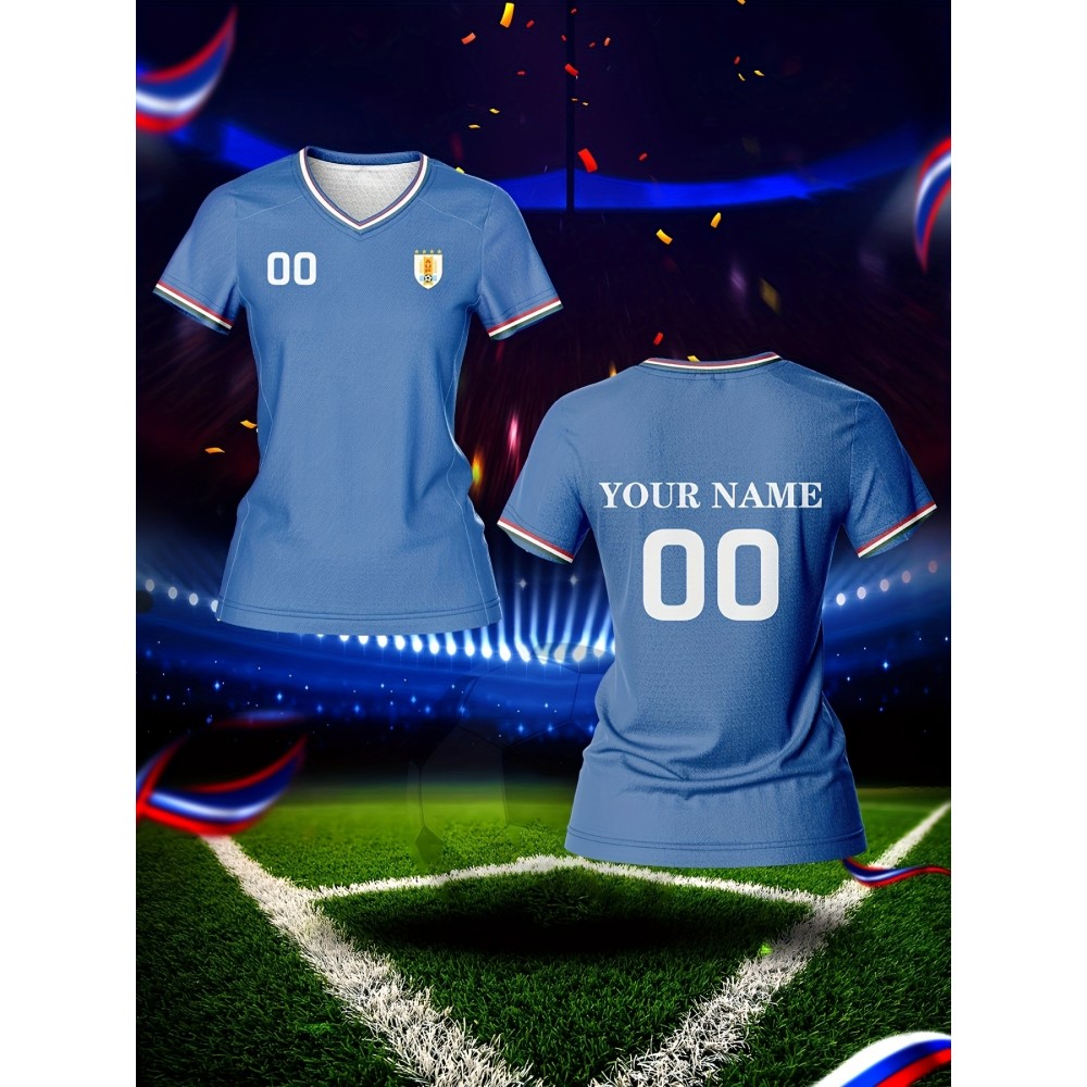 Custom Name & Number Women's V-Neck Football Jersey - Breathable Quick-Dry Fabric, Team Training & Casual Wear, All-Over Print Design, Regular Fit for Spring/Summer/Fall, Comfortable Sports Apparel Custom Name & Number Women's V-Neck Football Jersey - Breathable Quick-Dry Fabric, Team Training & Casual Wear, All-Over Print Design, Regular Fit for Spring/Summer/Fall, Comfortable Sports Apparel