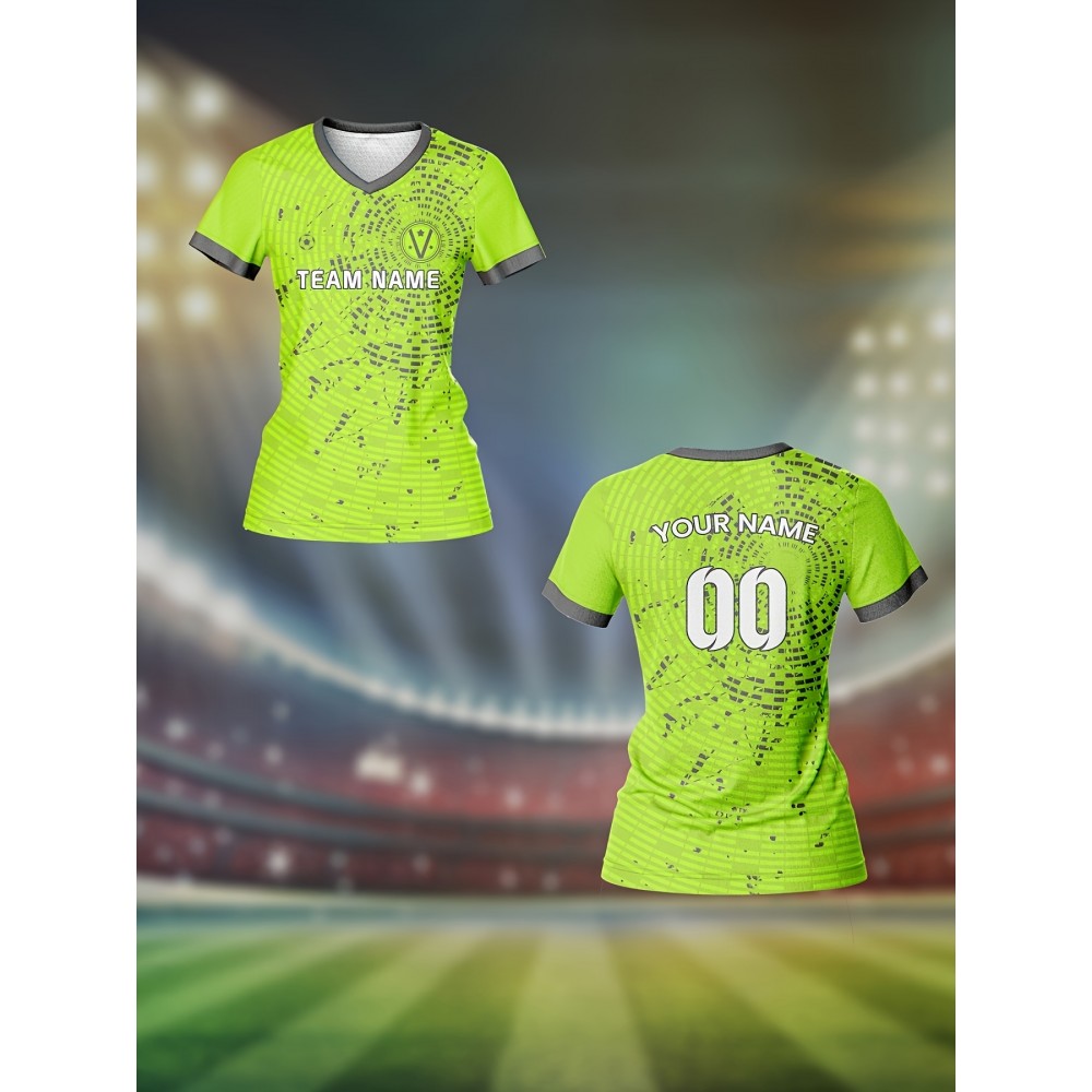 Custom Women's V-Neck Football Jersey - Personalized Name & Number, Lime Green with White Splatter Design, Breathable Moisture-Wicking Quick-Dry Fabric, Loose Fit for Team Training, Fitness & Casual Wear, Sports Training Gear, Comfortable Sports Apparel Custom Women's V-Neck Football Jersey - Personalized Name & Number, Lime Green with White Splatter Design, Breathable Moisture-Wicking Quick-Dry Fabric, Loose Fit for Team Training, Fitness & Casual Wear, Sports Training Gear, Comfortable Sports Apparel