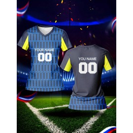 [Quickdry] Customizable Women's V-Neck Soccer Jersey - Personalized Name & Number, Breathable Polyester, Quick-Dry Sports Top for Team Training & Casual Wear